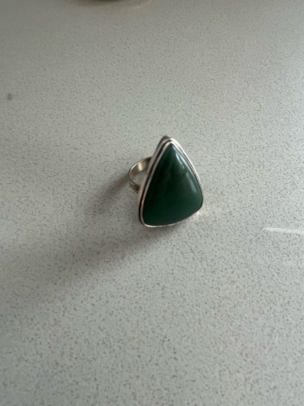 Green Teardrop Stone Sterling-Style Ring